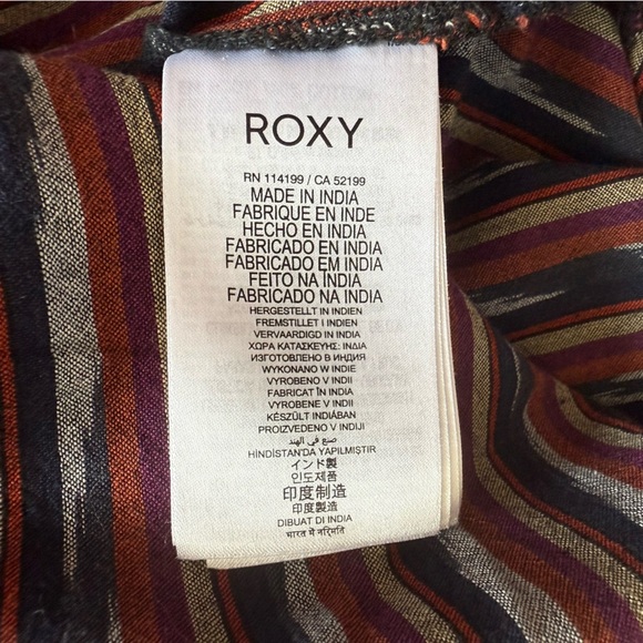 Roxy Multicolor Striped High Low Midi Dress Cotton Women’s Size Medium - Picture 12 of 13